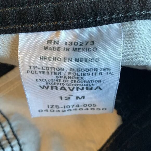 Wrangler Womens Black Straight-Leg Jeans Size 12M Stretch Cotton Blend Denim - Picture 3 of 12